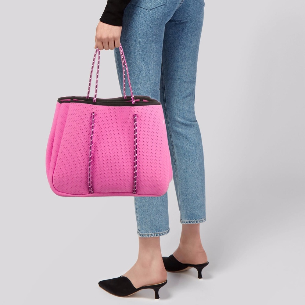 Annabel Ingall pink laser cut neoprene tote bag